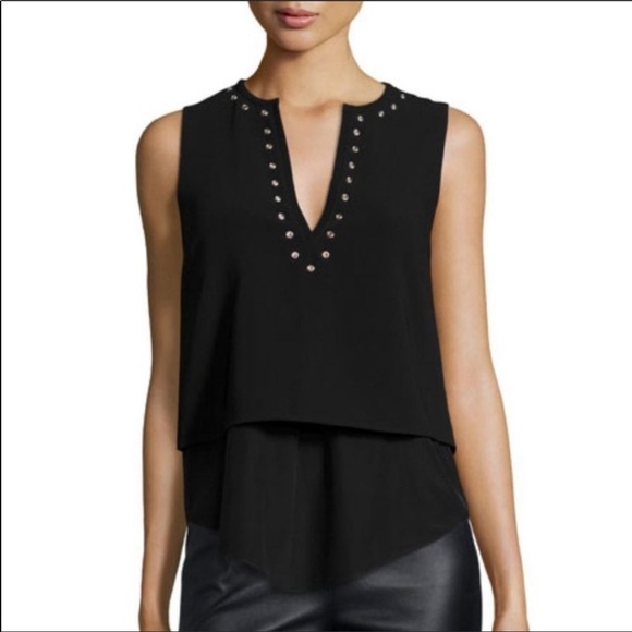 Elizabeth & James Elin Black Grommet Tank Top - Picture 1 of 8